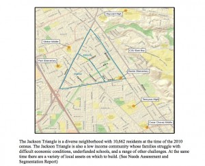 Map of the Jackson Triangle Promise Neighborhood (Source:  Hayward Promise Neighborhood) Click to enlarge.